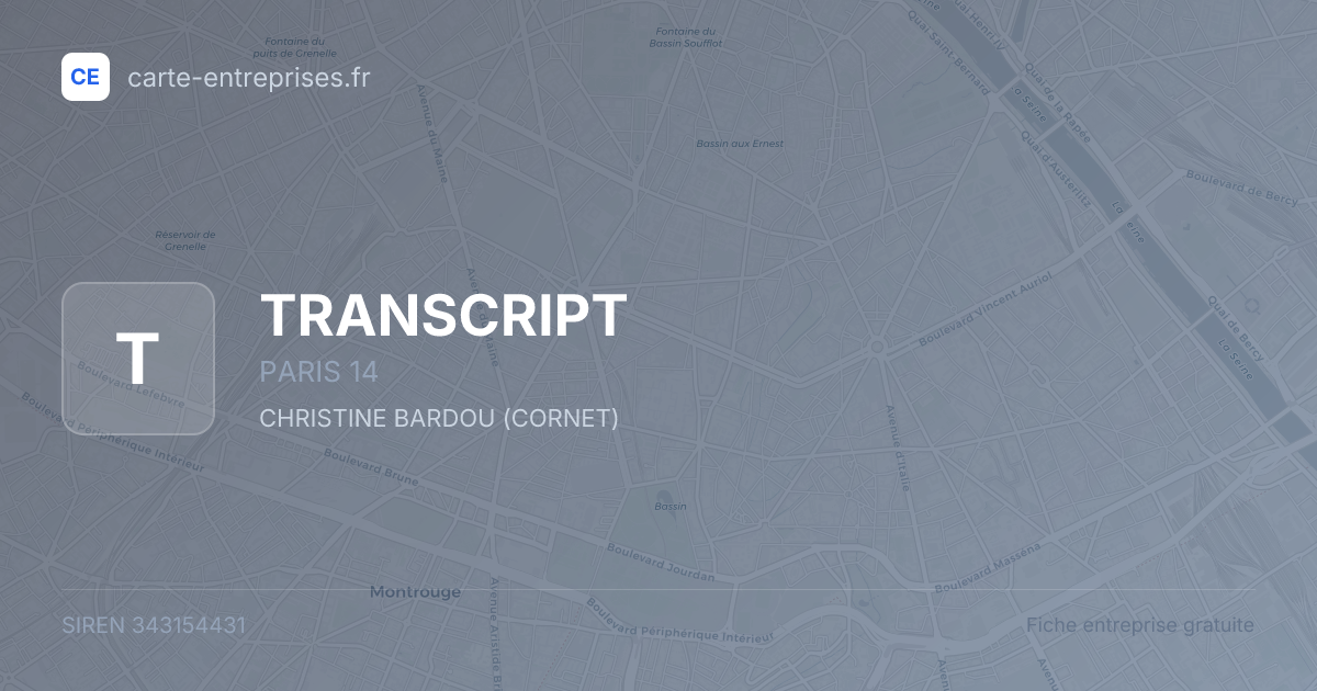TRANSCRIPT — 343154431 — fiche entreprise