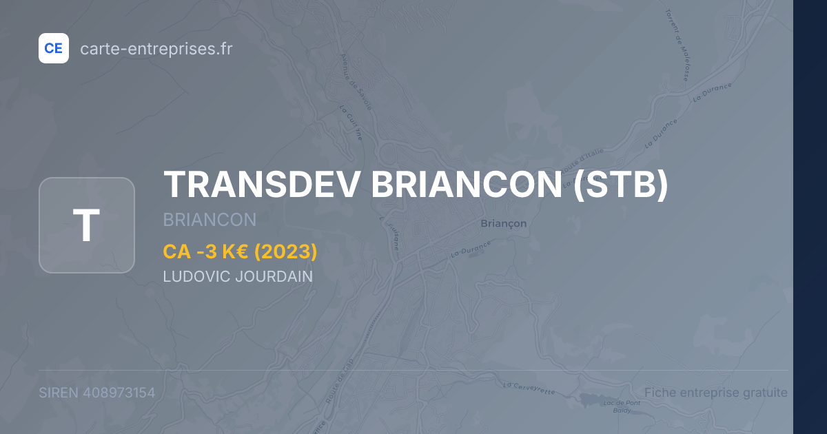 TRANSDEV BRIANCON (STB) — 408973154 — fiche entreprise