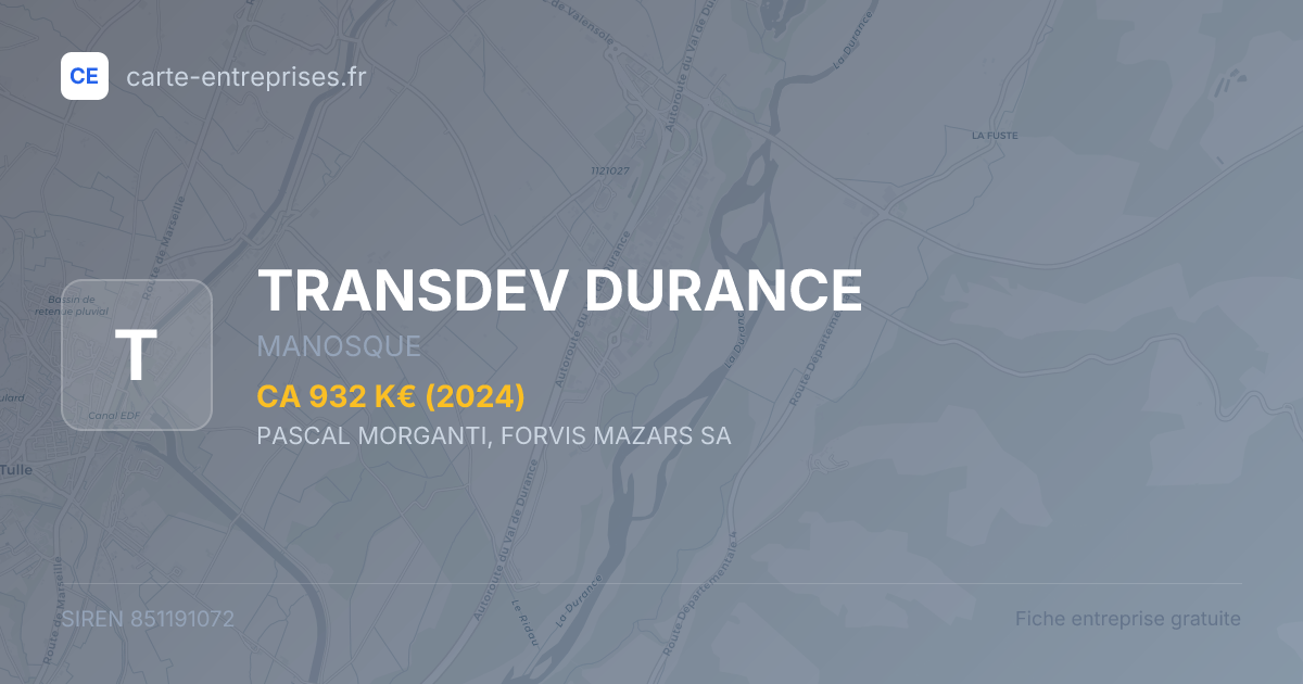 TRANSDEV DURANCE — 851191072 — fiche entreprise