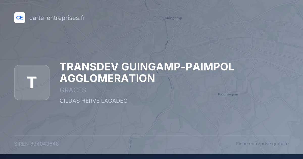 TRANSDEV GUINGAMP-PAIMPOL AGGLOMERATION — 834043648 — fiche entreprise