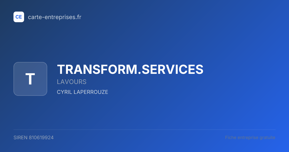 TRANSFORM.SERVICES — 810619924 — fiche entreprise