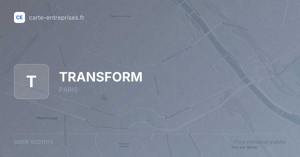 TRANSFORM — 102211174 — fiche entreprise