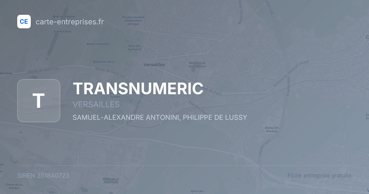 TRANSNUMERIC — 351840723 — fiche entreprise