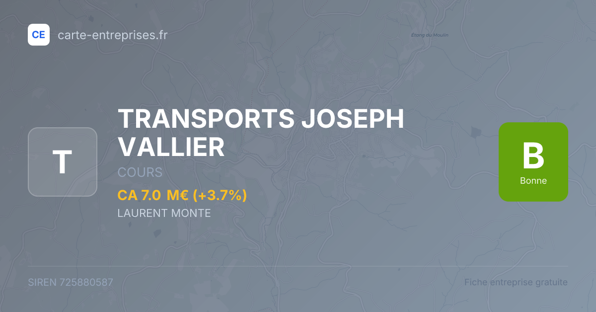TRANSPORTS JOSEPH VALLIER — 725880587 — fiche entreprise