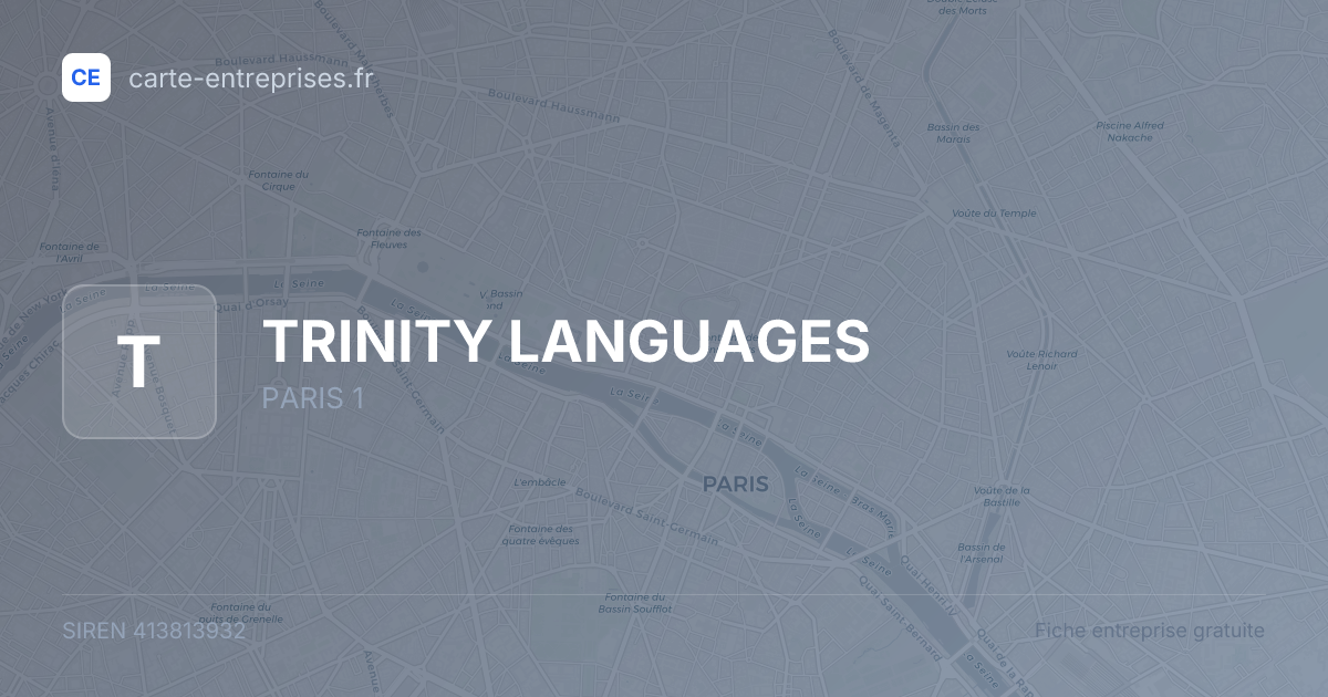 TRINITY LANGUAGES — 413813932 — fiche entreprise