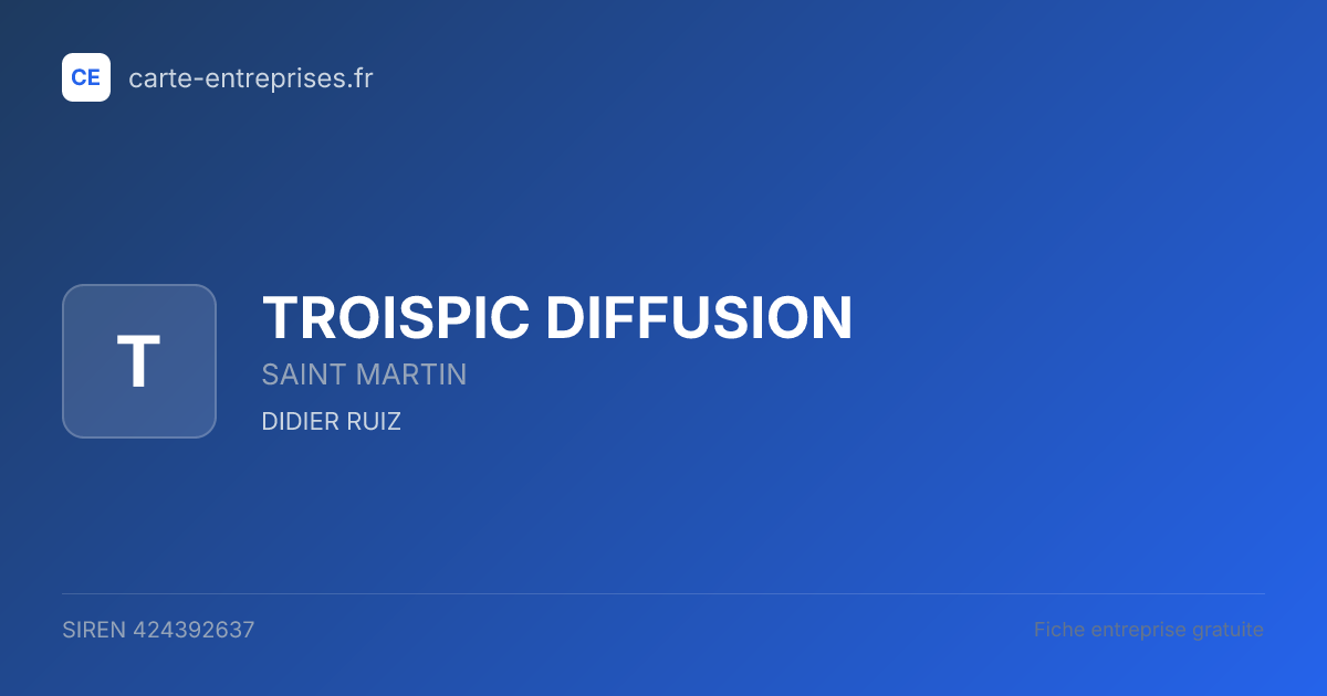 TROISPIC DIFFUSION — 424392637 — fiche entreprise