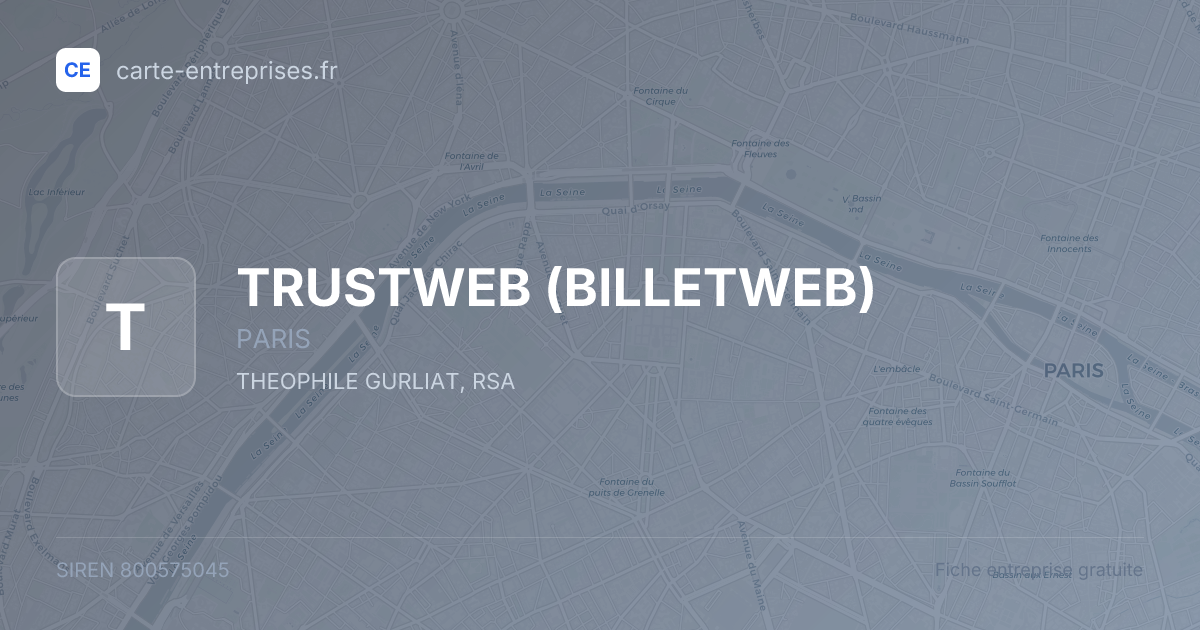 TRUSTWEB (BILLETWEB) — 800575045 — fiche entreprise