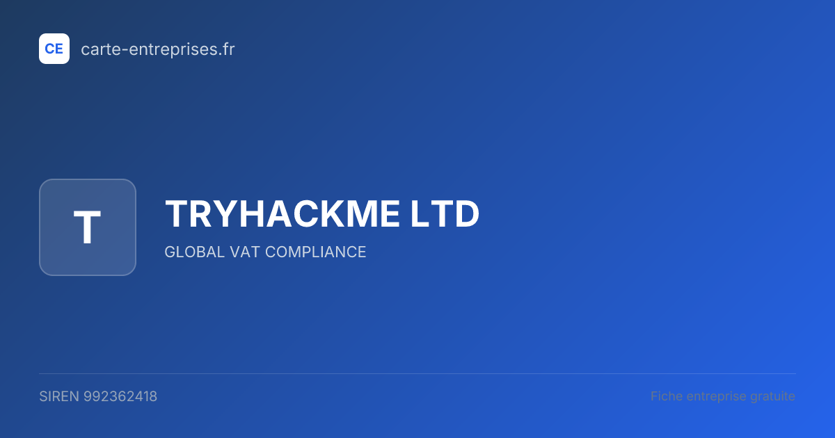 TRYHACKME LTD — 992362418 — fiche entreprise