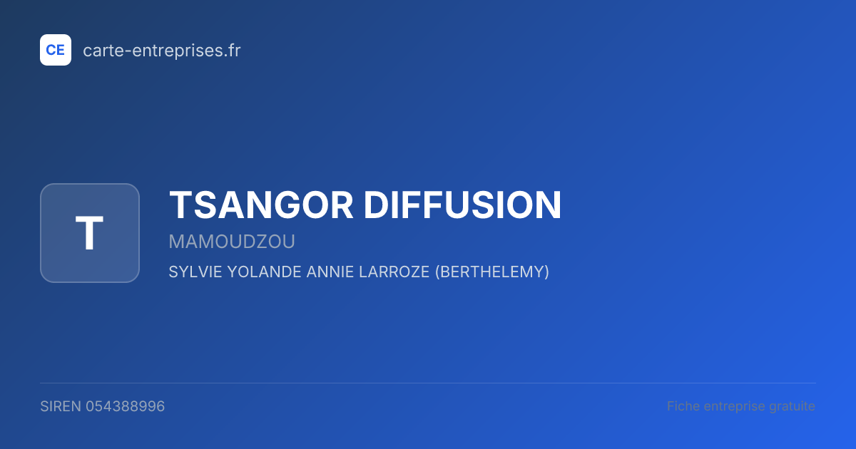TSANGOR DIFFUSION — 054388996 — fiche entreprise