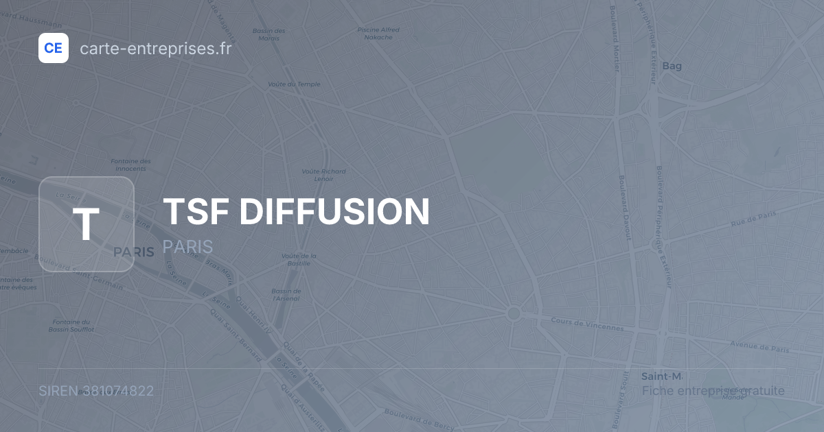 TSF DIFFUSION — 381074822 — fiche entreprise