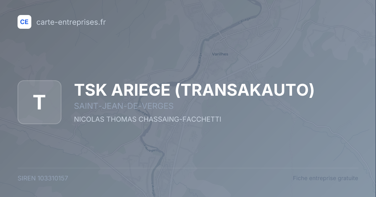 TSK ARIEGE (TRANSAKAUTO) — 103310157 — fiche entreprise