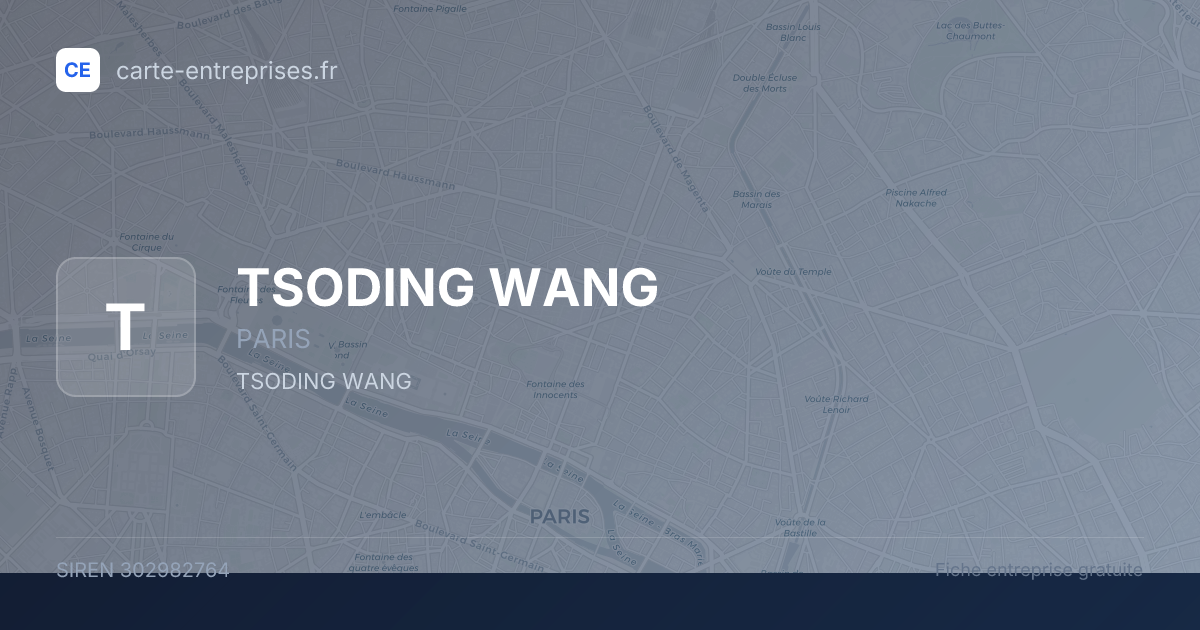 TSODING WANG — 302982764 — fiche entreprise