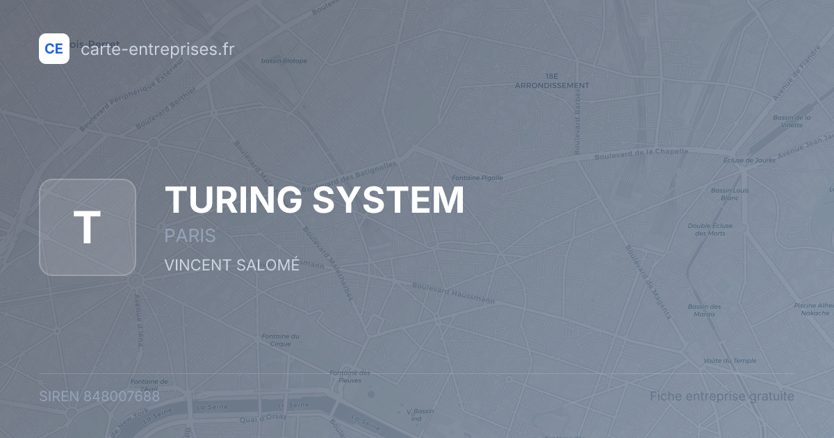 TURING SYSTEM — 848007688 — fiche entreprise
