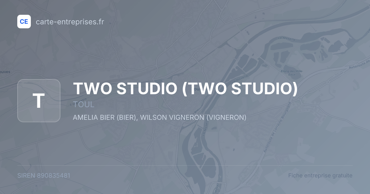 TWO STUDIO — 890835481 — fiche entreprise