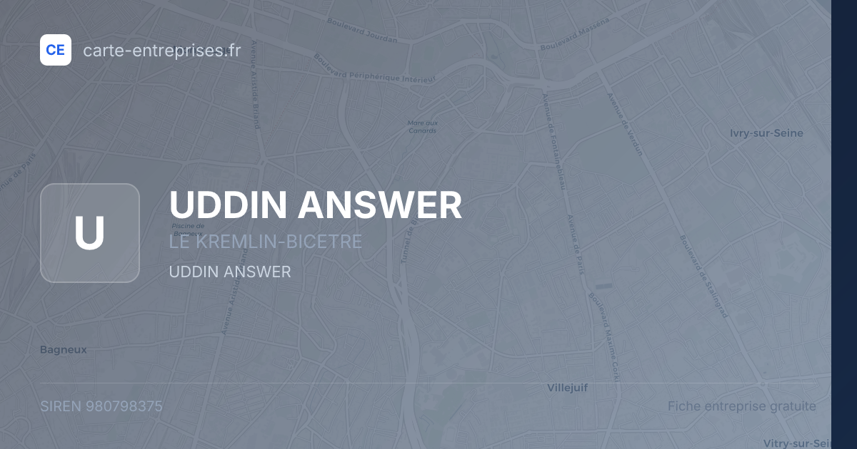 UDDIN ANSWER — 980798375 — fiche entreprise