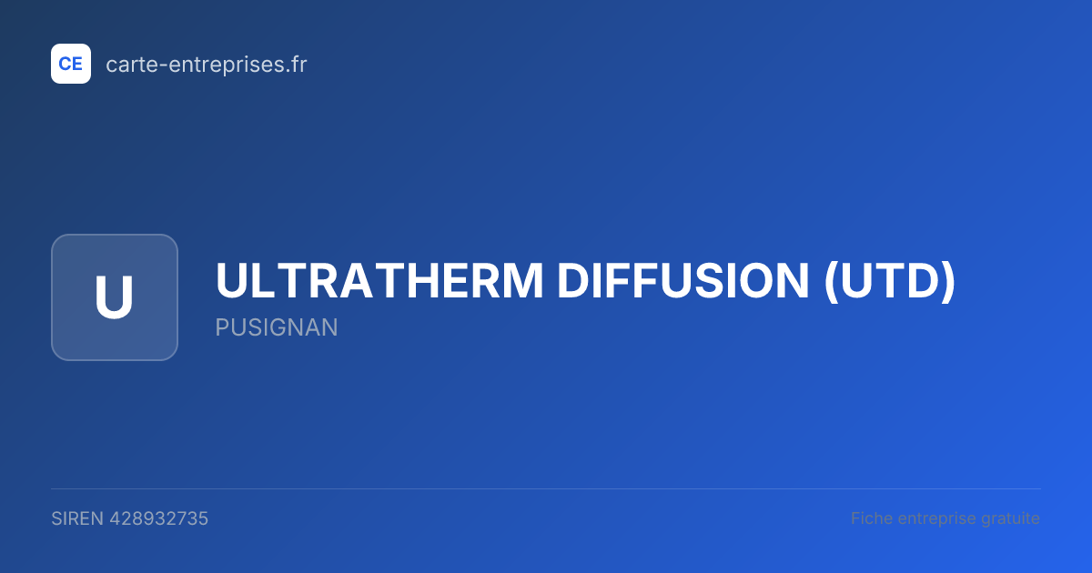 ULTRATHERM DIFFUSION (UTD) — 428932735 — fiche entreprise