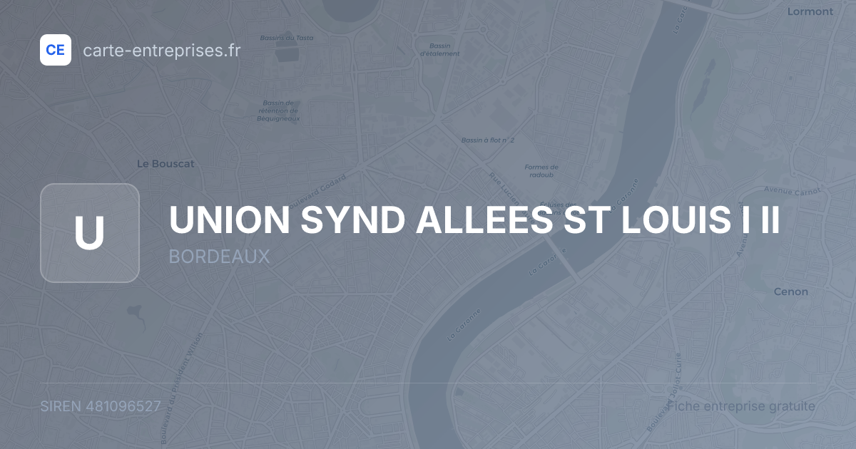 UNION SYND ALLEES ST LOUIS I II — 481096527 — fiche entreprise