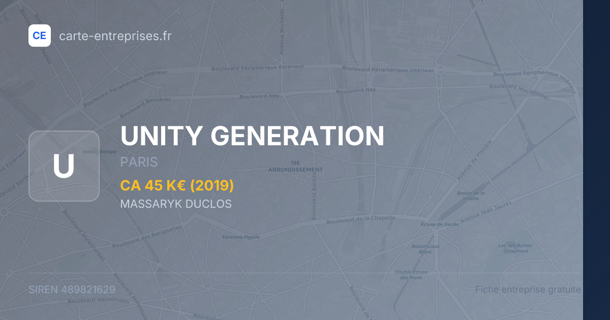 UNITY GENERATION — 489821629 — fiche entreprise