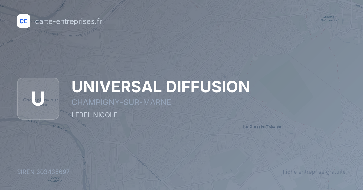 UNIVERSAL DIFFUSION — 303435697 — fiche entreprise