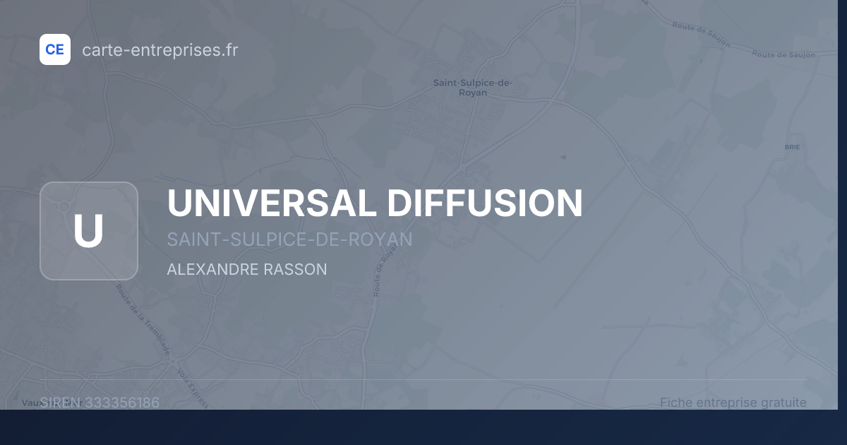 UNIVERSAL DIFFUSION — 333356186 — fiche entreprise