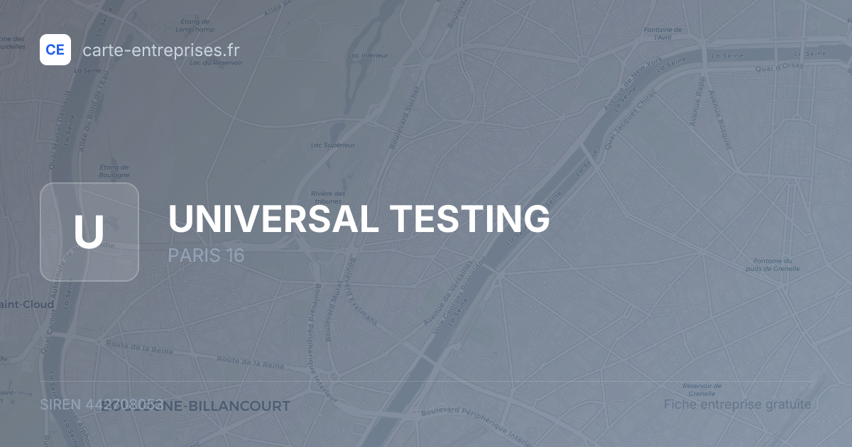 UNIVERSAL TESTING — 442708053 — fiche entreprise