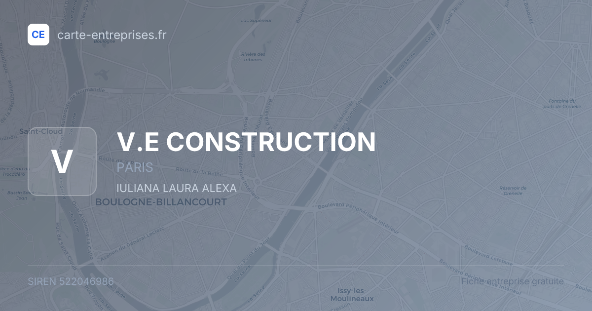 V.E CONSTRUCTION — 522046986 — fiche entreprise
