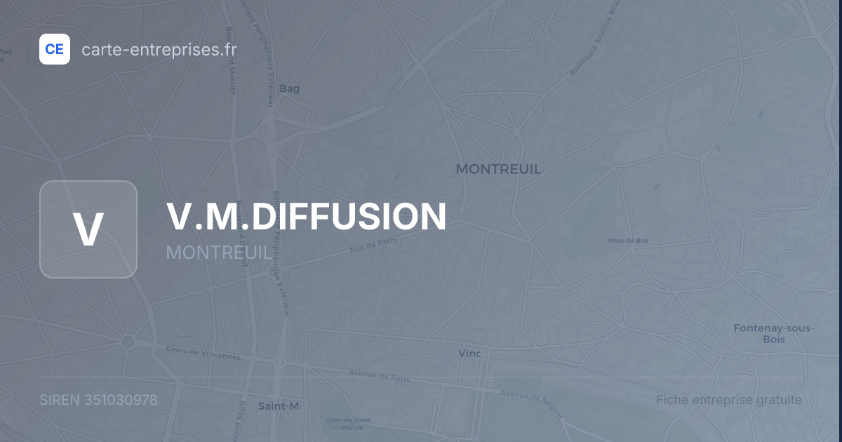 V.M.DIFFUSION — 351030978 — fiche entreprise