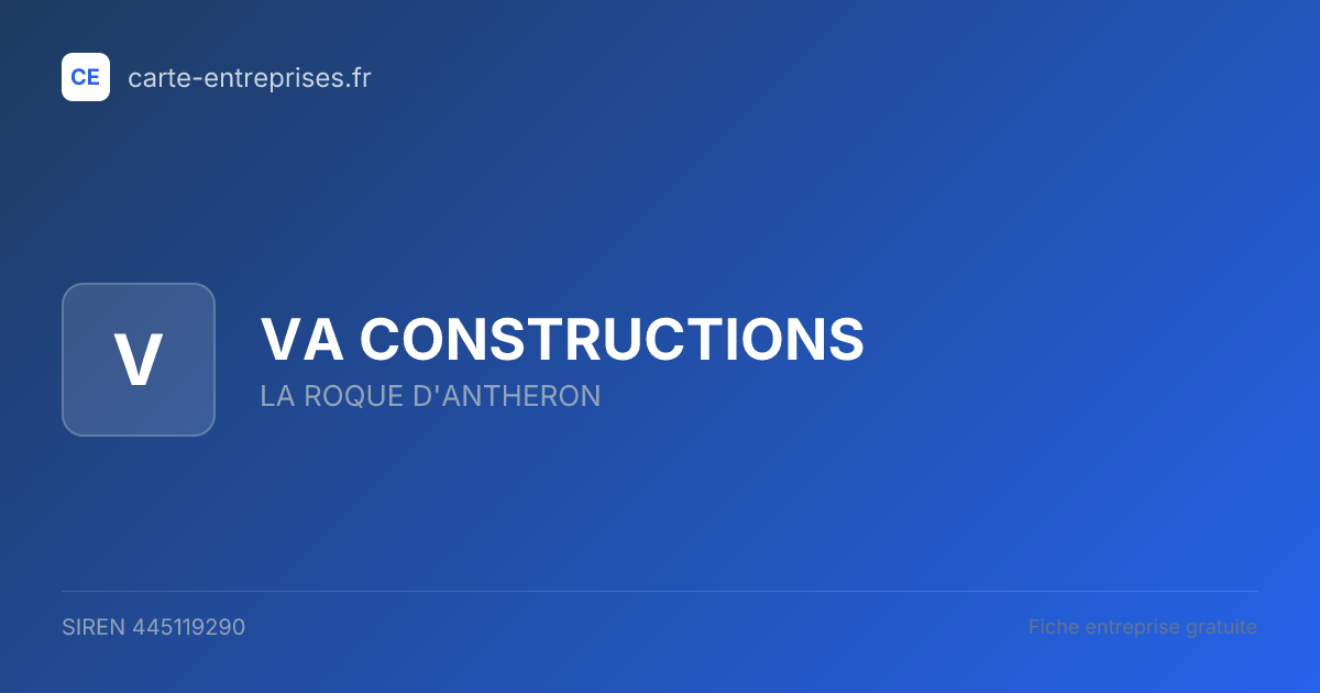 VA CONSTRUCTIONS — 445119290 — fiche entreprise