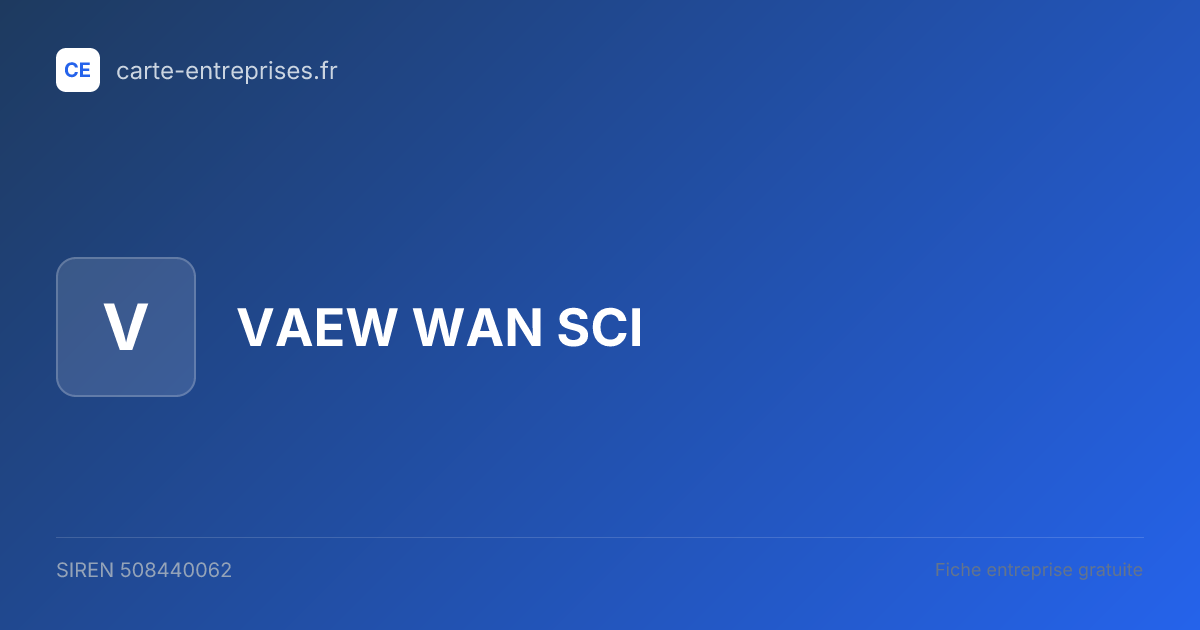 VAEW  WAN SCI — 508440062 — fiche entreprise