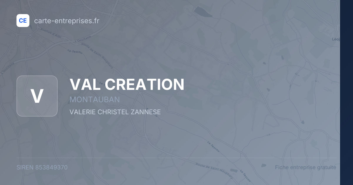 VAL CREATION — 853849370 — fiche entreprise