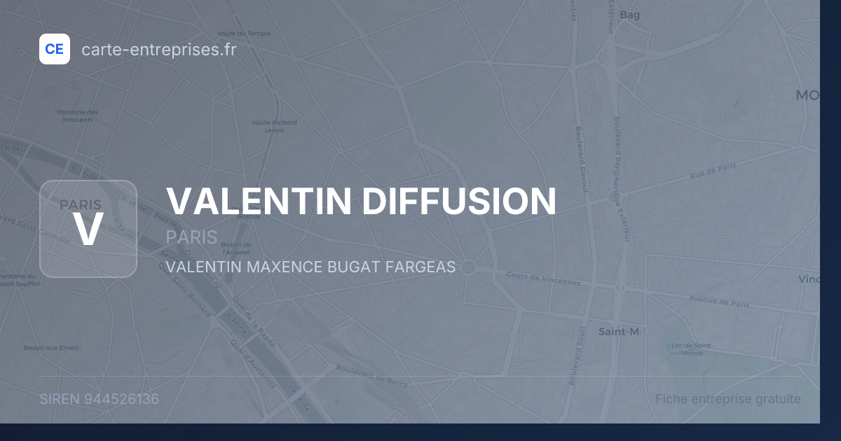 VALENTIN DIFFUSION — 944526136 — fiche entreprise