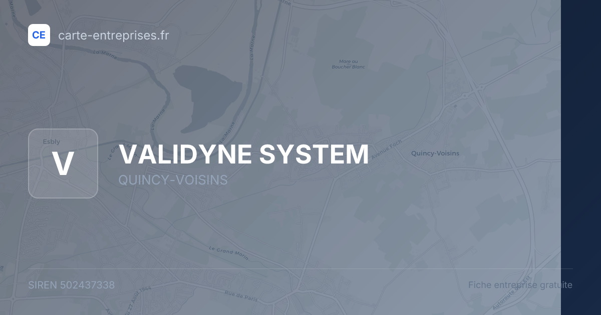 VALIDYNE SYSTEM — 502437338 — fiche entreprise