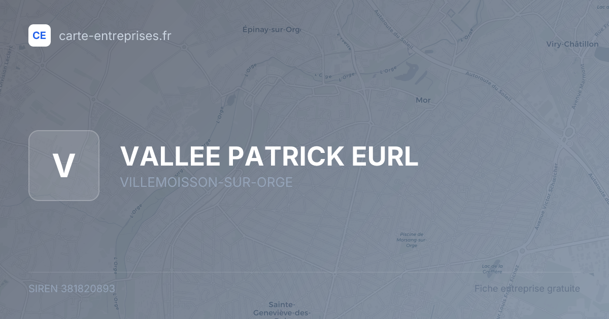 VALLEE PATRICK EURL — 381820893 — fiche entreprise
