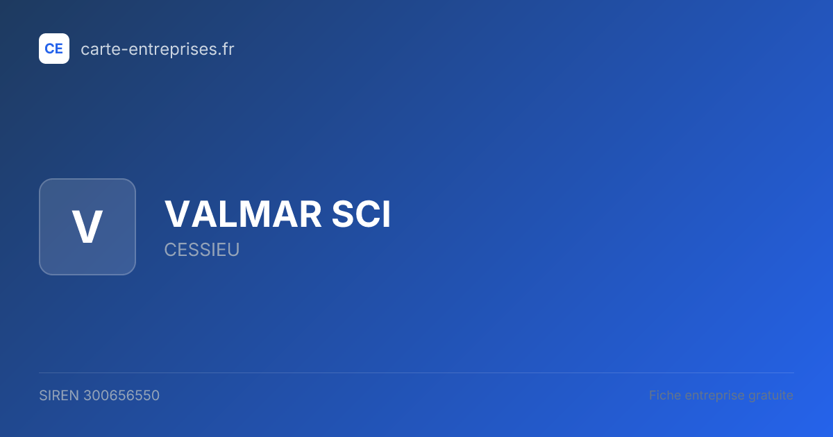 VALMAR SCI — 300656550 — fiche entreprise