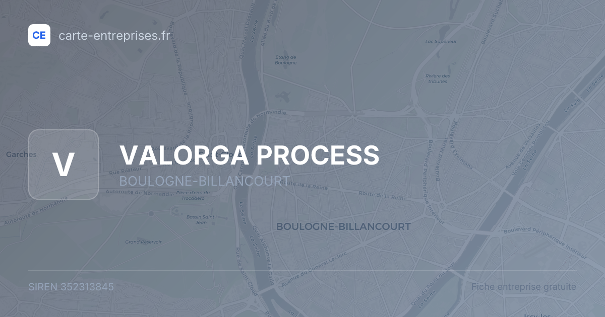VALORGA PROCESS — 352313845 — fiche entreprise