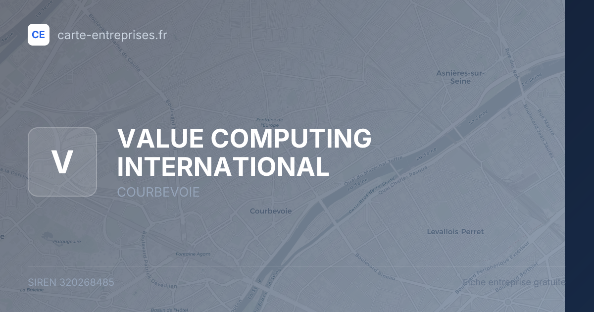 VALUE COMPUTING INTERNATIONAL — 320268485 — fiche entreprise