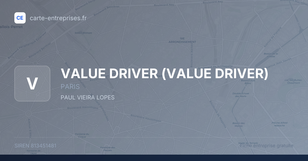 VALUE DRIVER — 813451481 — fiche entreprise