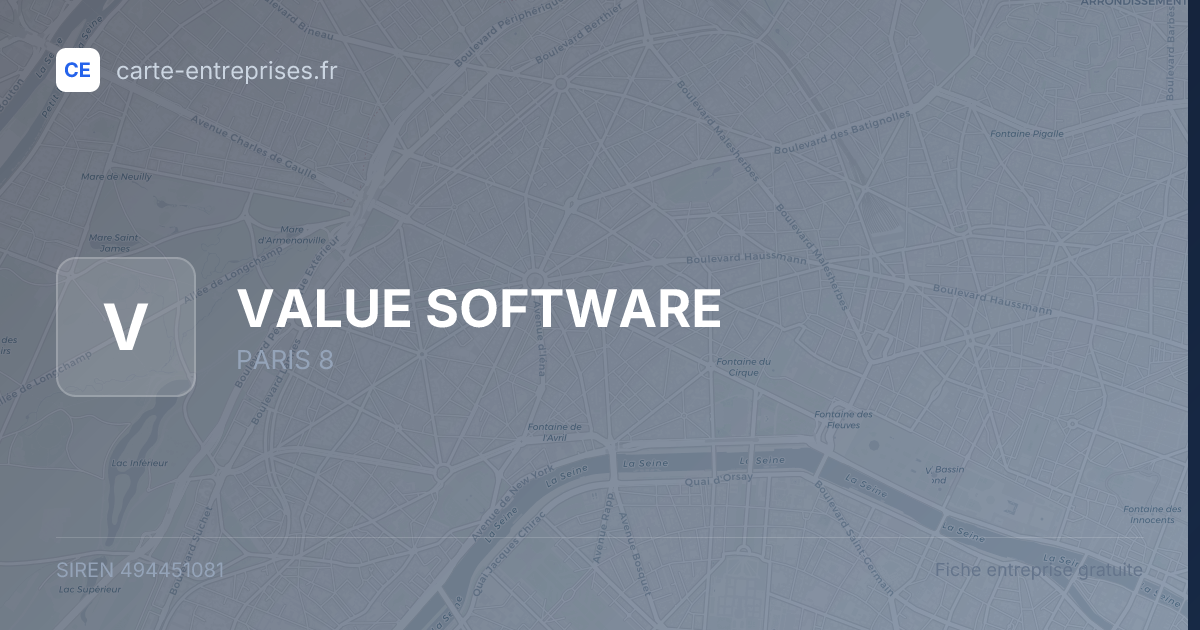 VALUE SOFTWARE — 494451081 — fiche entreprise