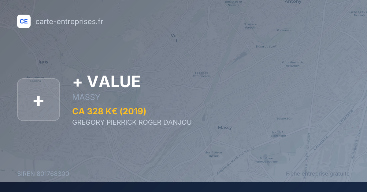 + VALUE — 801768300 — fiche entreprise