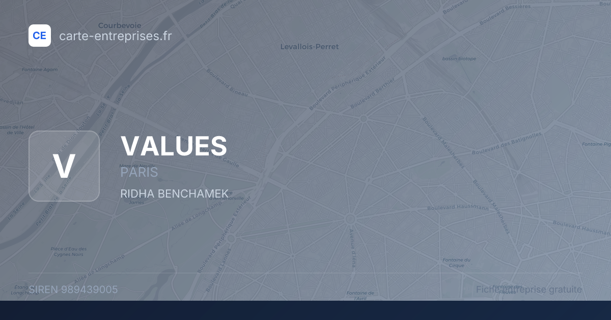 VALUES — 989439005 — fiche entreprise