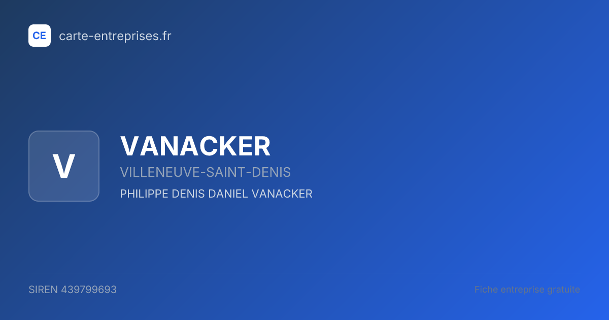 VANACKER — 439799693 — fiche entreprise