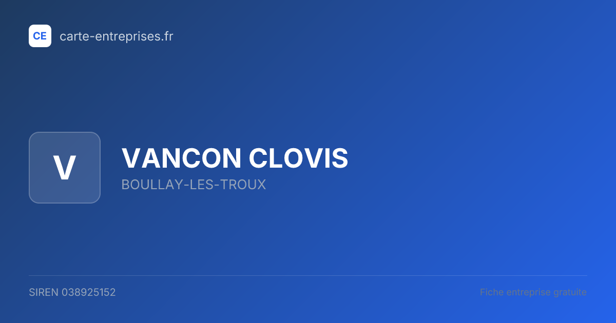 VANCON CLOVIS — 038925152 — fiche entreprise
