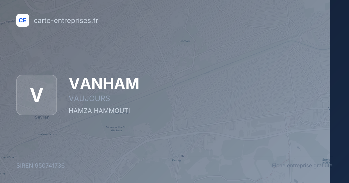 VANHAM — 950741736 — fiche entreprise