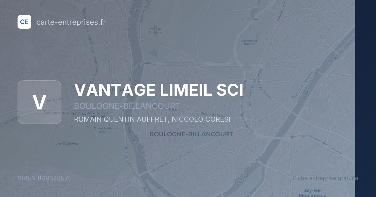 VANTAGE LIMEIL SCI — 849528575 — fiche entreprise