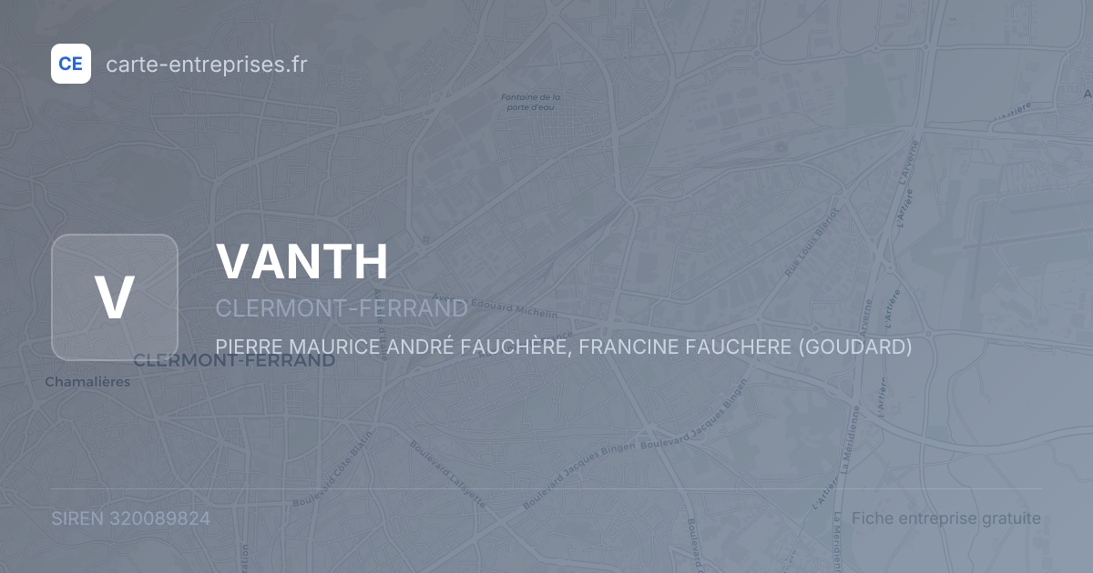 VANTH — 320089824 — fiche entreprise