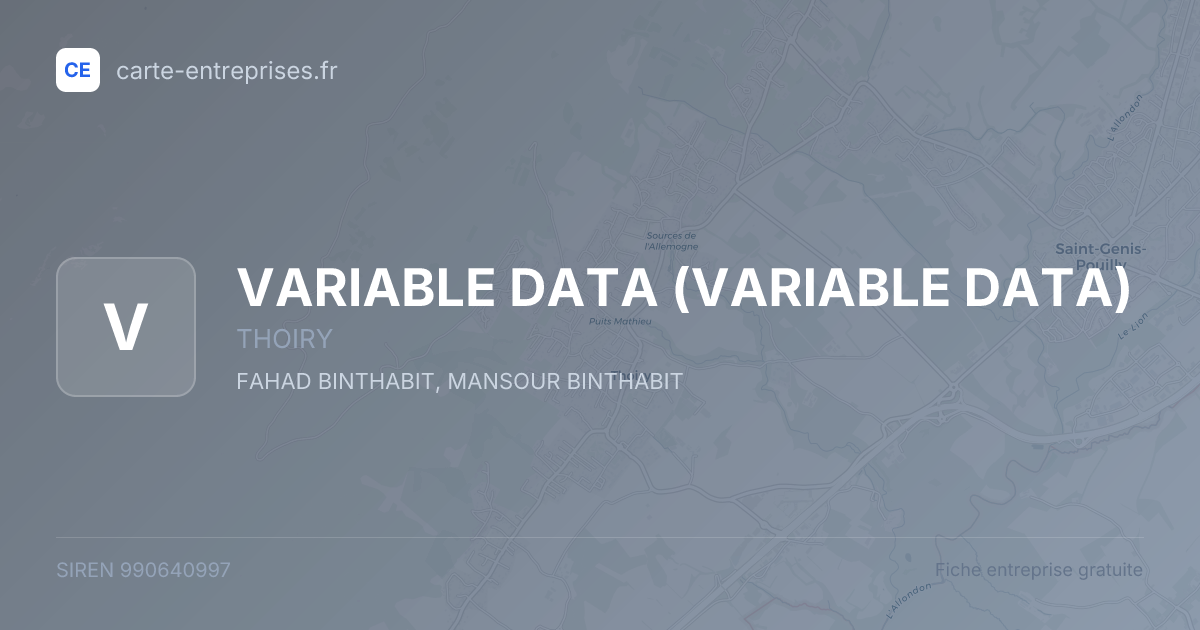 VARIABLE DATA — 990640997 — fiche entreprise