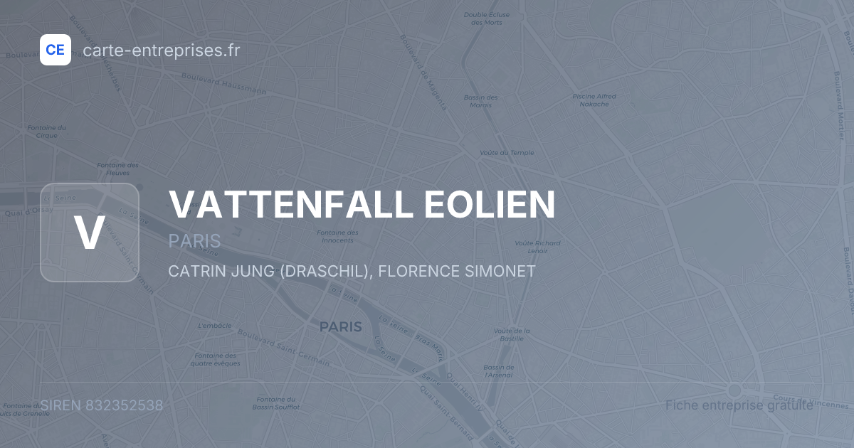 VATTENFALL EOLIEN — 832352538 — fiche entreprise