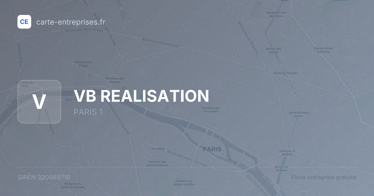 VB REALISATION — 320989718 — fiche entreprise