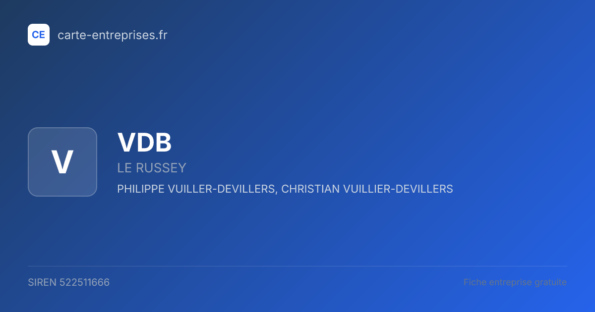 VDB — 522511666 — fiche entreprise