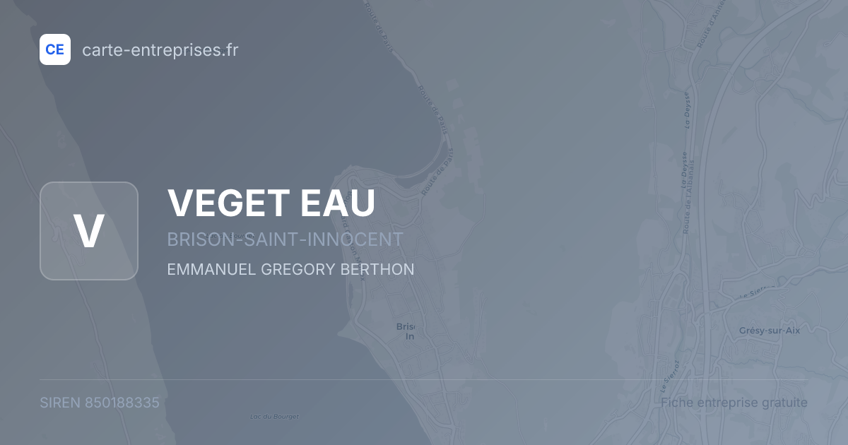 VEGET EAU — 850188335 — fiche entreprise